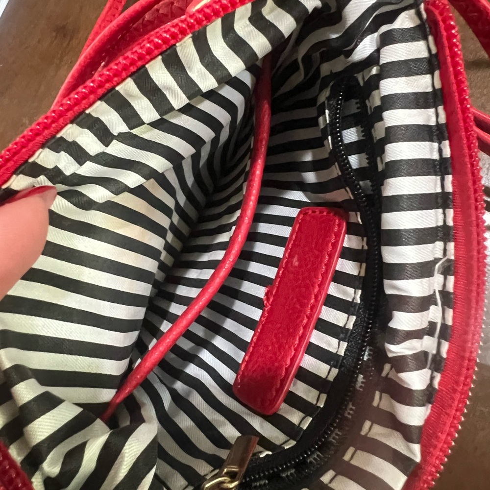 Red Crossbody Bag with Gold Accents - Picture 5 of 5